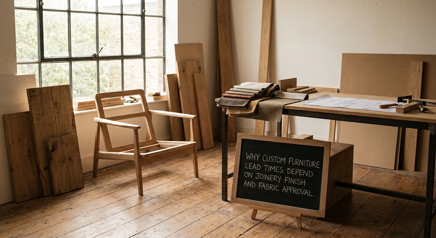 Why custom furniture lead times depend on joinery finish and fabric approval