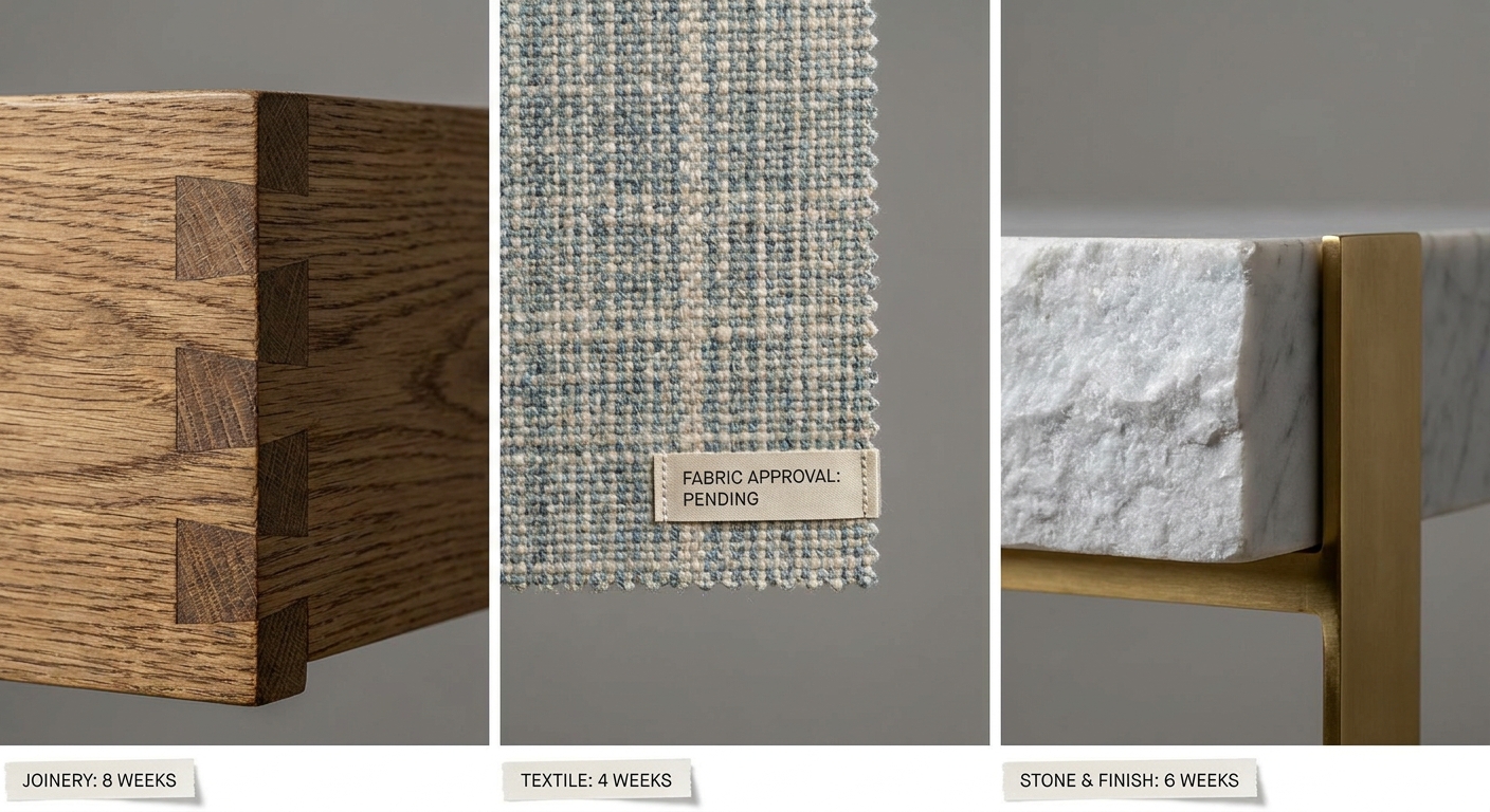 Why custom furniture lead times depend on joinery finish and fabric approval