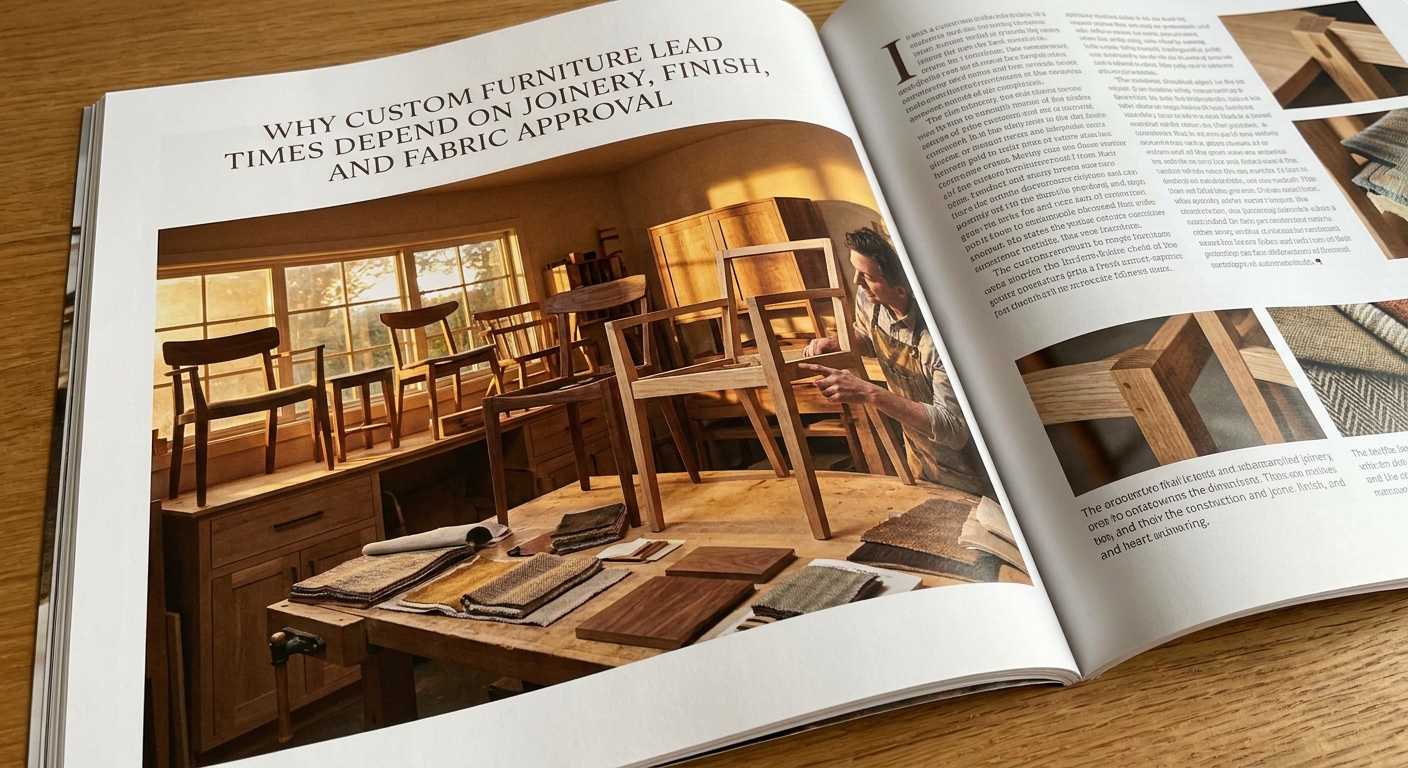 Why custom furniture lead times depend on joinery finish and fabric approval